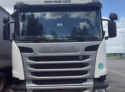 Грузовой седельный тягач SCANIA R 440, 2017 г.в., рег. №AK 5814-4 , полуприцеп SCHMITZ CARGOBULL SCS 24/L, 2017 г.в. рег. № А 5667 В-4